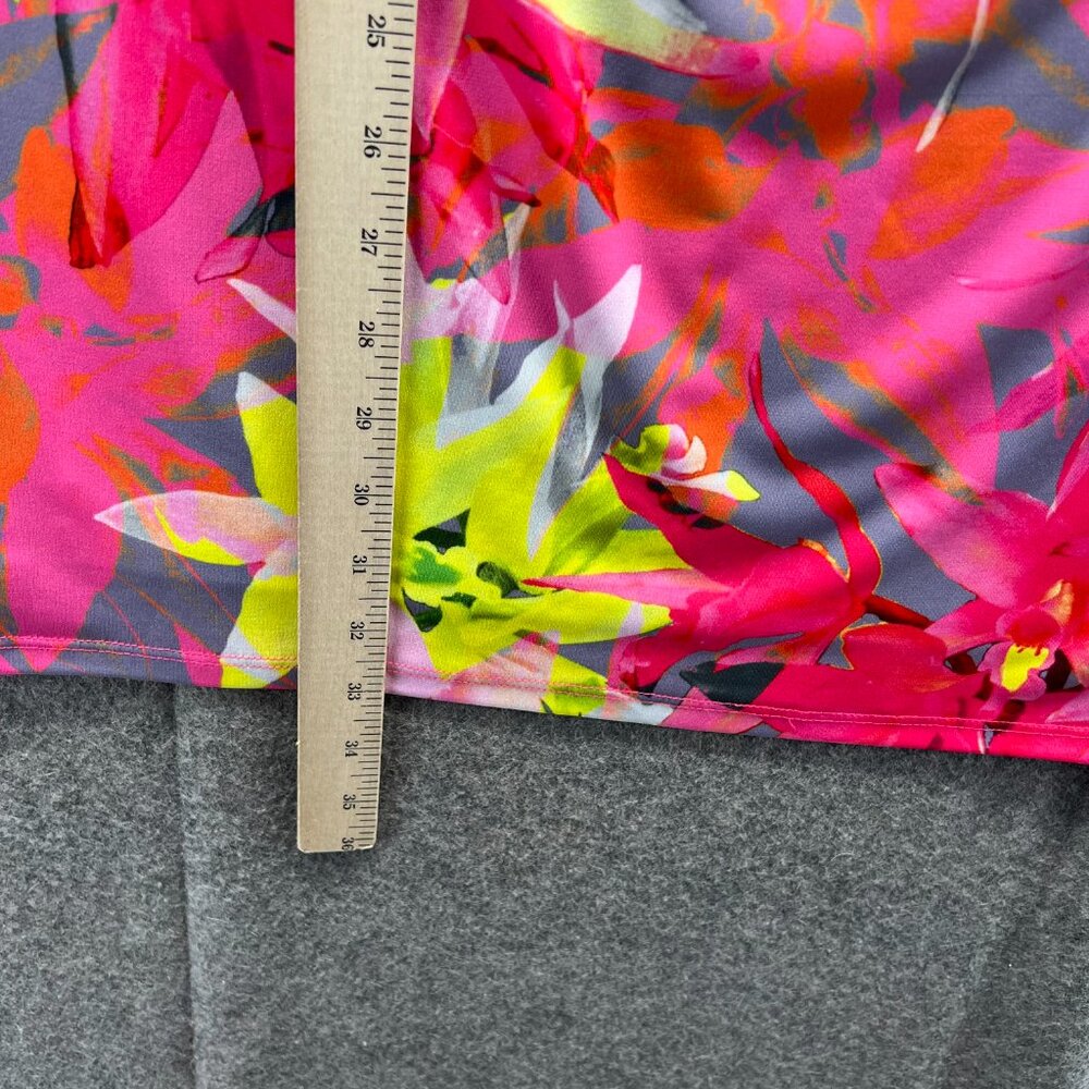 Trina Turk Floral Sheath Dress Women Medium Pink Gray Yellow Tropical Print - Picture 8 of 9